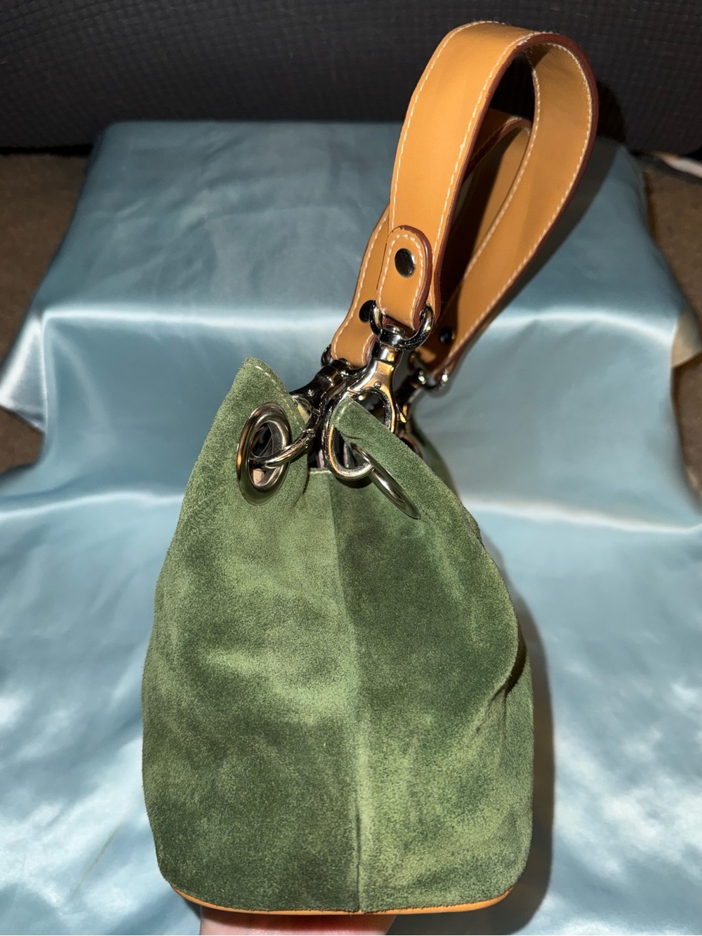 Vintage Green Suede Amanda Smith Purse - Picture 3 of 14